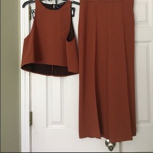 Zara crop top and wide leg trouser set